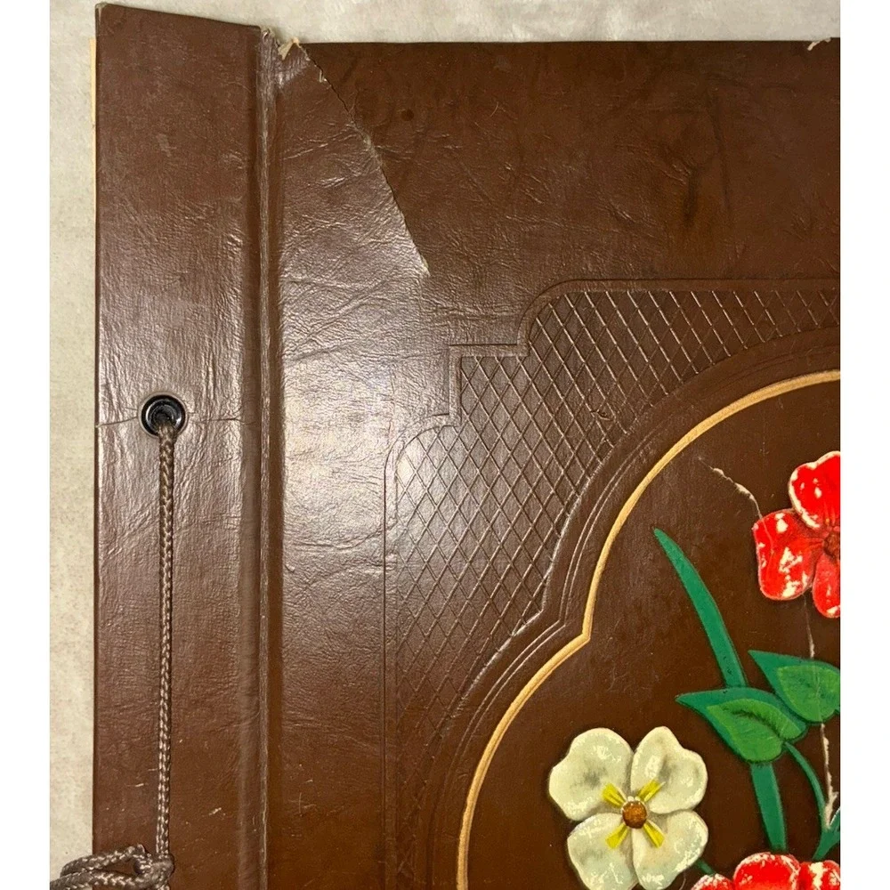 Vintage 1940s Scrapbook Brown Floral 100 Pages 14.5x12